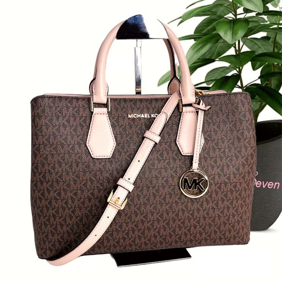 NWT MICHAEL KORS Camille Large Logo and Leather Satchel Satchels
